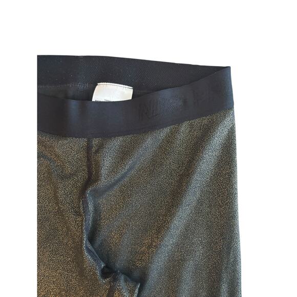 NIKE BLACK GOLD SHIMMER LEGGINGS SIZE MEDIUM - Picture 5 of 7